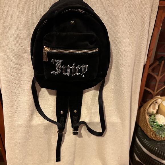 Juicy Couture Handbags - Juicy Couture Black Velvet Mini Backpack
